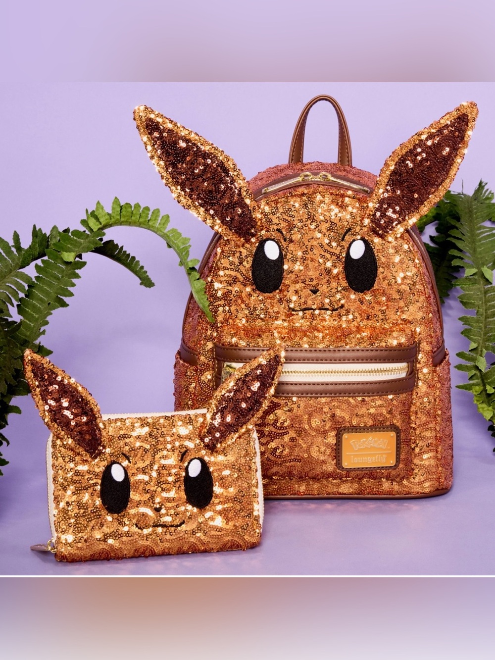 Loungefly Pokémon Eevee Sequin Set of Backpack and Wallet